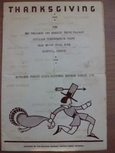 My Dad's Menu from Thanksgiving, 1936