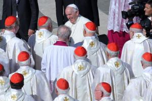 Francis, top center, among the bishops of the Church. Too worried about gays and the divorced to condemn the threat of mass murder by nuclear weapons