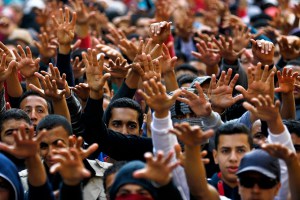 Egyptian Students Protesting the Decision to Exonerate Mubarak of Murder