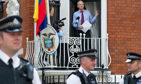 Julian Assange speaks from Ecuador's Embassy in London